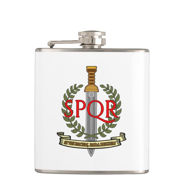 SPQR Gladius - Senatus Populusque Romanus Hip Flask (Front)