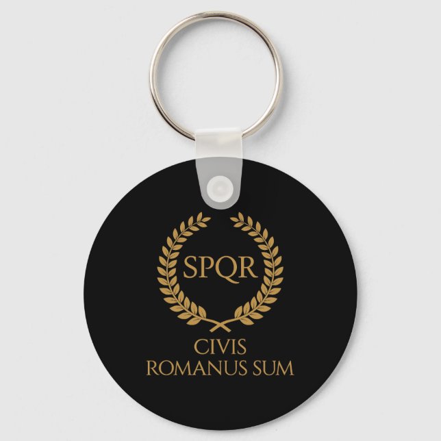 SPQR Roman Emblem – Civis Romanus Sum Laurel Crest Keychain (Front)