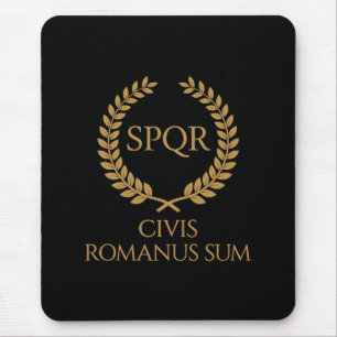 SPQR Roman Emblem – Civis Romanus Sum Laurel Crest Mouse Pad