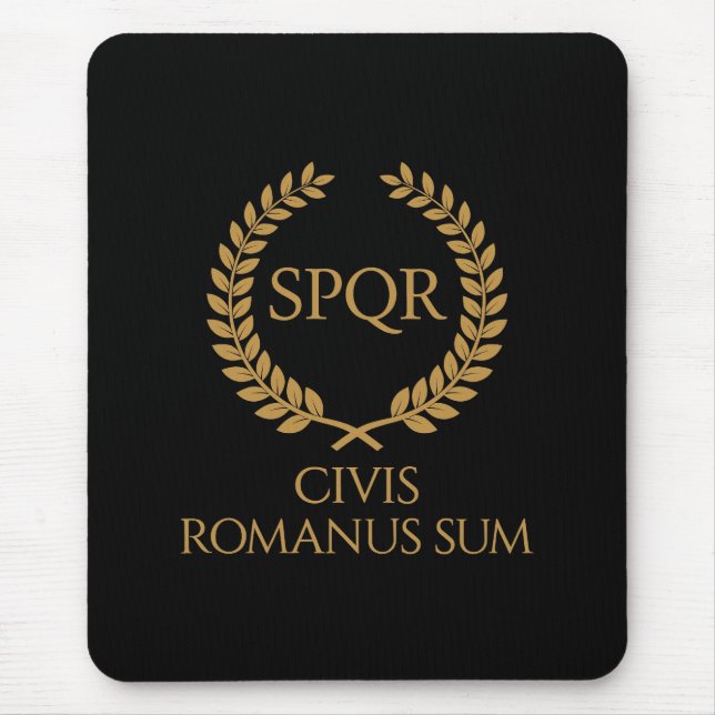 SPQR Roman Emblem – Civis Romanus Sum Laurel Crest Mouse Pad (Front)