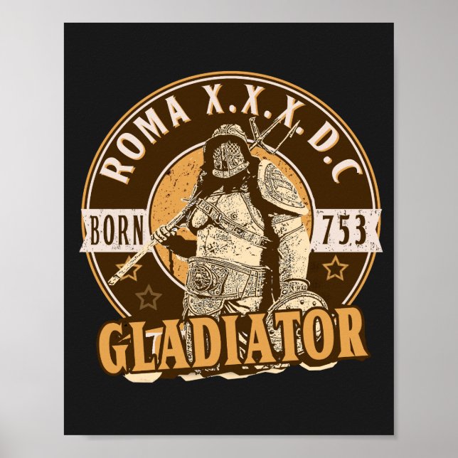 SPQR Roman Gladiator T-Shirt Poster (Front)
