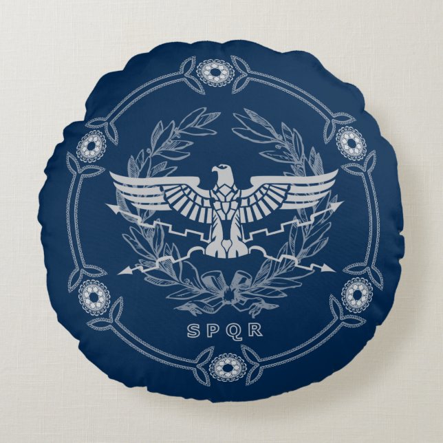 SPQR The Roman Empire Emblem Throw Pillow. Round Pillow (Front)