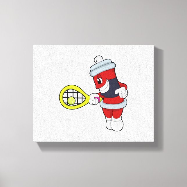 Spray at Tennis with Tennis racket Canvas Print (Front)