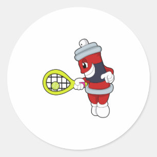 Spray at Tennis with Tennis racket Classic Round Sticker