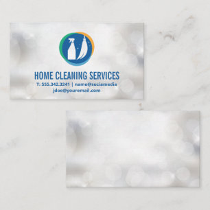 Spray Bottle Broom Logo   Sparkle Clean Business Card