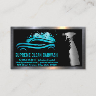 Spray Bottle   Car Wash Water Drops Logo Business Card