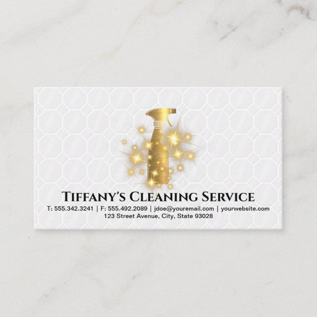 Spray Bottle Gold Sparkle | Bathroom Tiles  Business Card (Front)