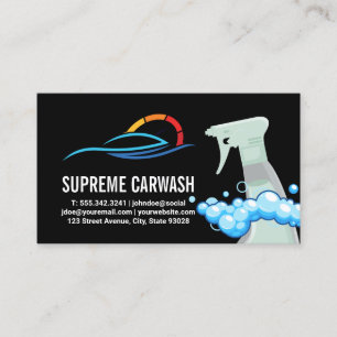 Spray Bottle Soap Bubbles Auto Wash Logo Business Card