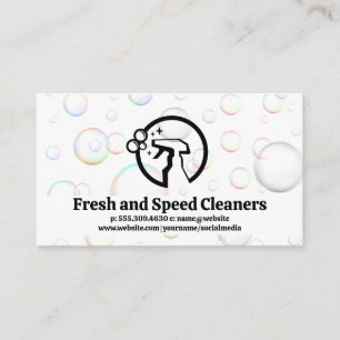 Spray Bottle   Soap Bubbles   Cleaners Business Card
