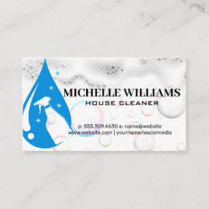 Spray Bottle Water Drop Logo Soap Bubbles Business Card