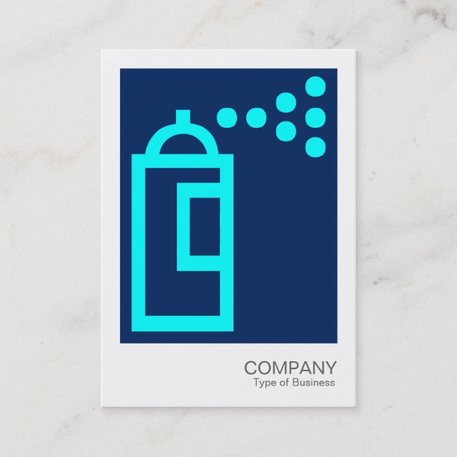 Spray Can - Cyan on Dark Blue 00255e Business Card (Front)