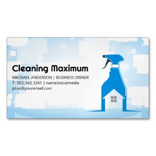 Spray Cleaning Bottle   Home Cleaner Services Magnetic Business Card