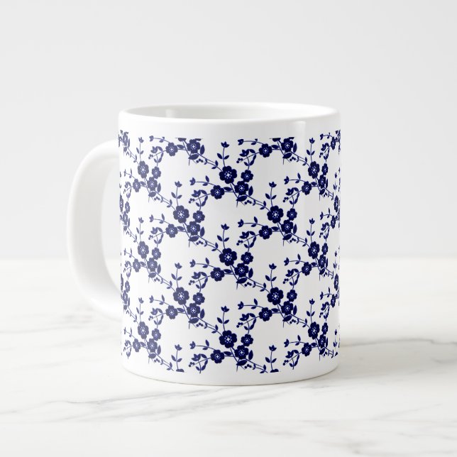 Spray floral, Mug de café S1-Bleu-Blanc-Jumbo (Devant gauche)