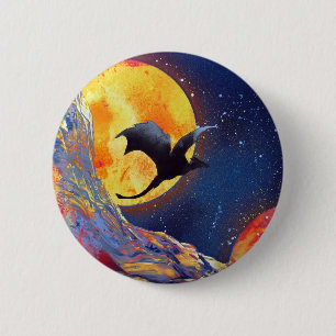 Spray Paint Art Fantasy Dragon Outer Space 2 Inch Round Button