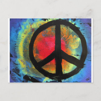 Spray Paint Art Rainbow Peace Sign Painting Postcard