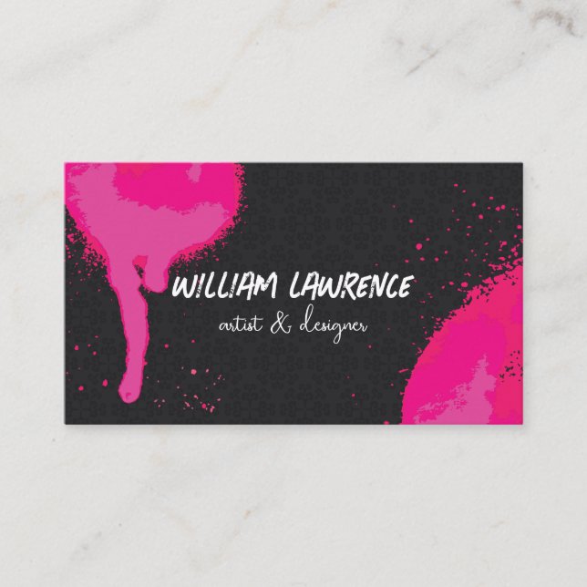 Spray Paint | Black Pattern Business Card (Front)
