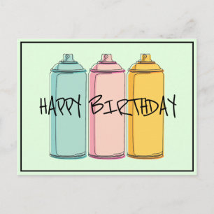 Spray Paint Cans- Happy Birthday Postcard