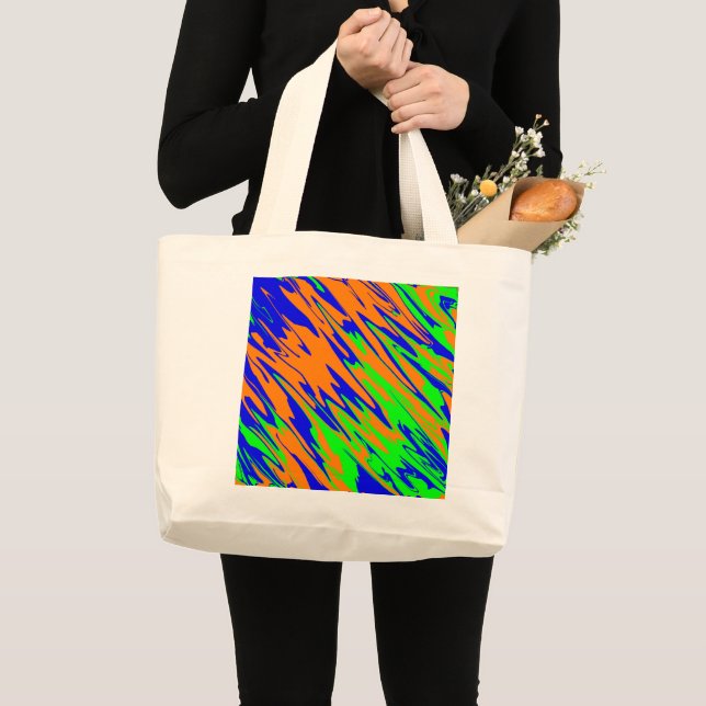 Spray Paint Orange Blue Lime Large Tote Bag (Front (Product))