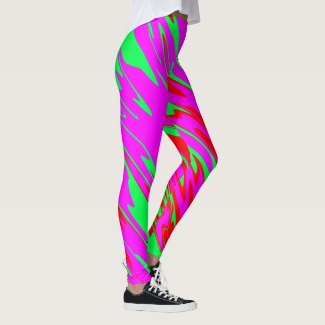 Spray Paint Red Pink Green Leggings (Right)