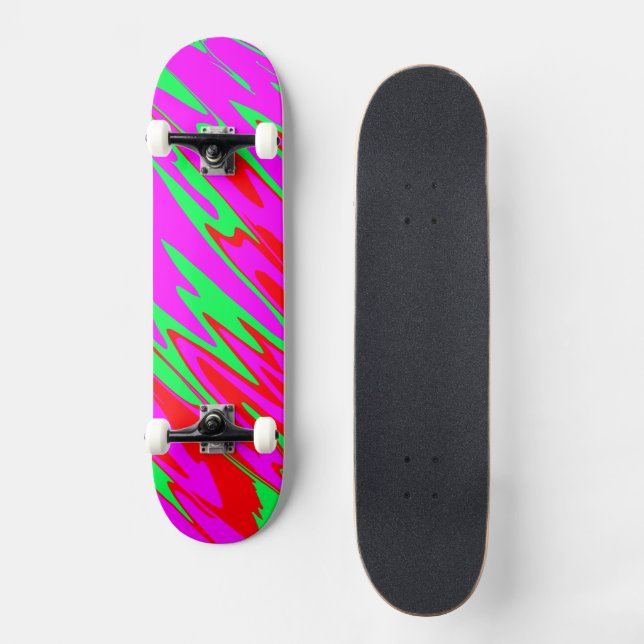 Spray Paint Red Pink Green Skateboard (Front)