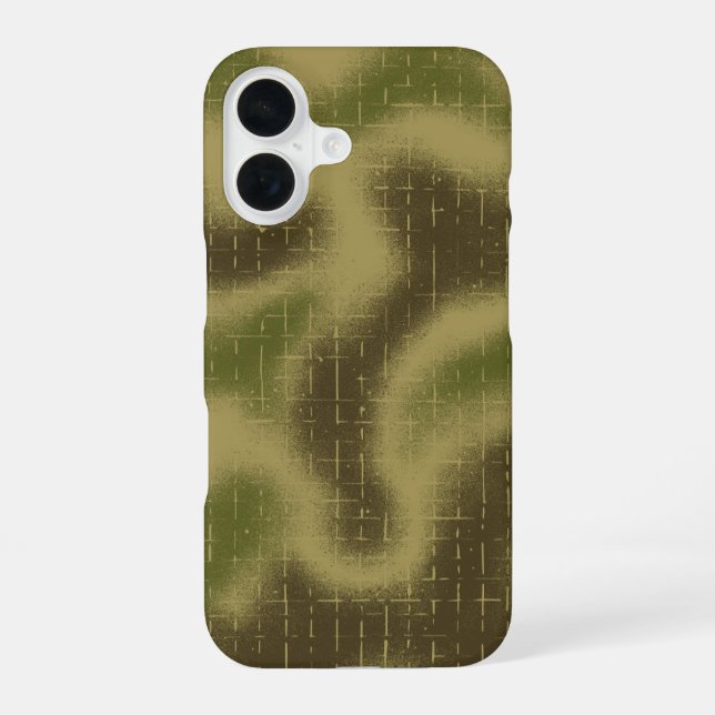 Spray Painted Tactical Camo Pattern Green iPhone 16 Case (Back)