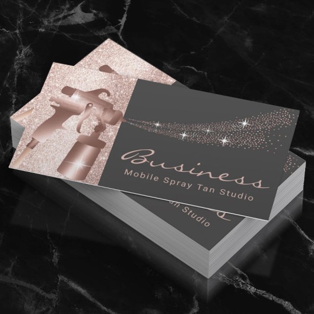 Spray Tan Blush Rose Gold Airbrush Tanning  Business Card (Creator Uploaded)