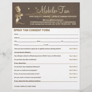 Spray Tan Business Plan Bronze Consent Waiver Form Flyer