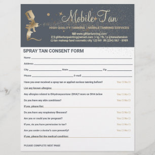 Spray Tan Business Plan Navy Consent Waiver Form Flyer