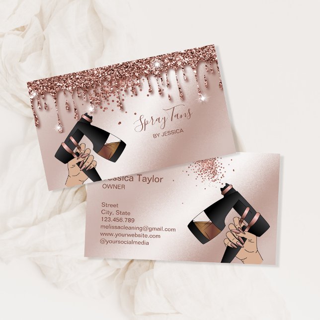 Spray Tan Gun, Mobile Rose Gold Spray Tanning  Business Card (Creator Uploaded)