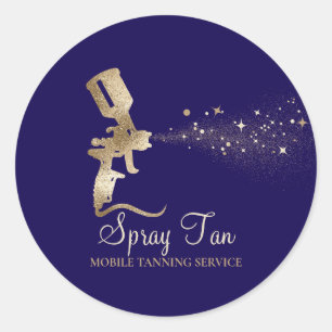 Spray Tan Mobile Tanning Air Brush navy Classic Round Sticker
