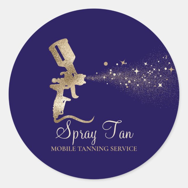 Spray Tan Mobile Tanning Air Brush navy Classic Round Sticker (Front)
