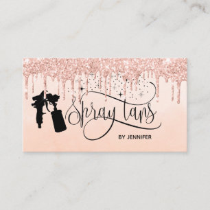 Spray tan script glitter gold drips business card