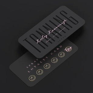 Spray Tan Tanning Specialist Pink Black Loyalty Business Card