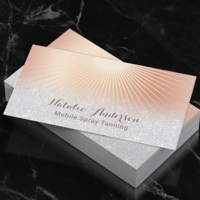 Spray Tanning Salon Modern Rose Gold Business Card (Creator Uploaded)