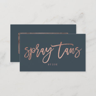 Spray tans elegant rose gold typography charcoal business card