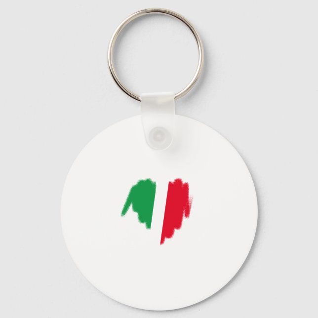 Sprayed Italian Flag Graffiti Heart Graphic Keychain (Front)