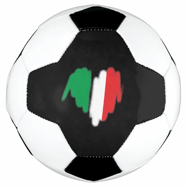 Sprayed Italian Flag Graffiti Heart Graphic Soccer Ball (Front)