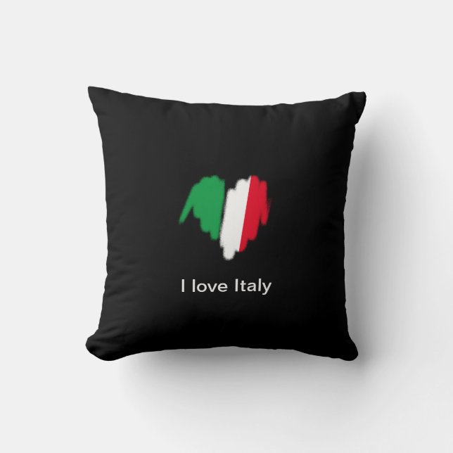 Sprayed Italian Flag Graffiti Heart Graphic Throw Pillow (Front)