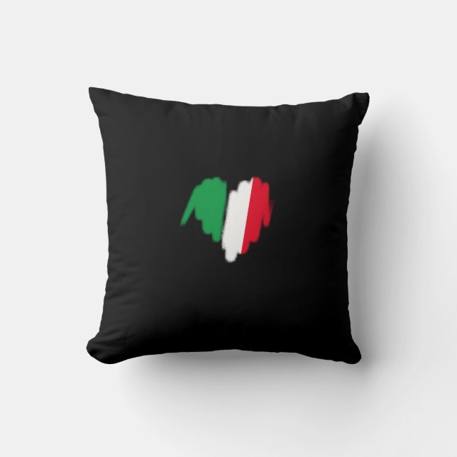 Sprayed Italian Flag Graffiti Heart Graphic Throw Pillow (Front)