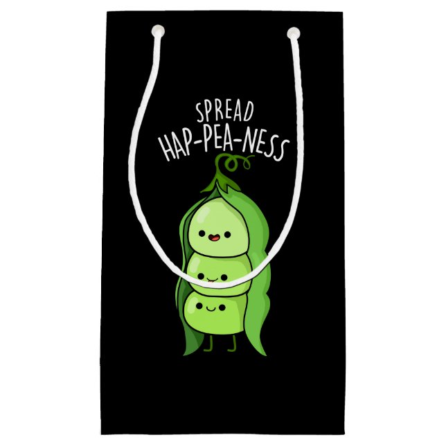 Spread Hap-pea-ness Funny Peas Pun Dark BG Small Gift Bag (Front)