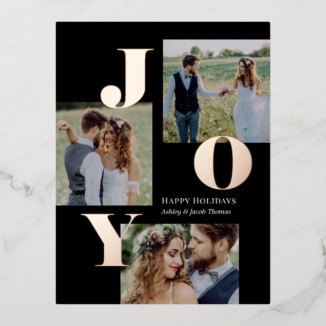Spread Joy Editable Colour Foil Holiday Postcard (Front)