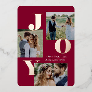 Spread Joy Foil Holiday Card Editable Colour