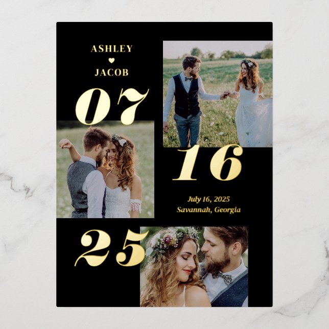 Spread Joy Foil Save The Date Postcard (Front)