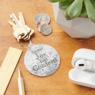 Spread Joy Like Confetti White  Keychain