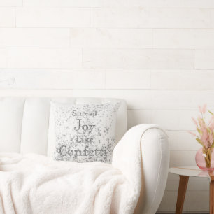 Spread Joy Like Confetti White Throw Pillow