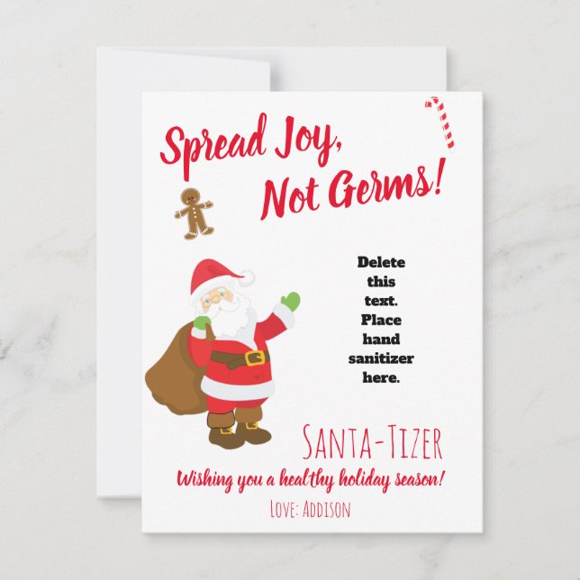 Spread Joy, Not Germs! Hand Sanitizer Card (Front)