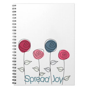Spread Joy Pink Blue Flowers Notebook