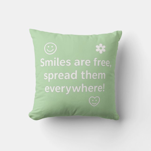 Spread Joy with Every Smile Throw Pillow (Front)