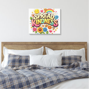 Spread Kindness – Cute Floral Rainbow  Canvas Print