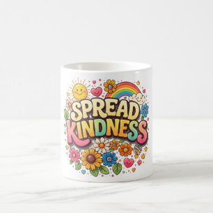Spread Kindness – Cute Floral Rainbow Coffee Mug